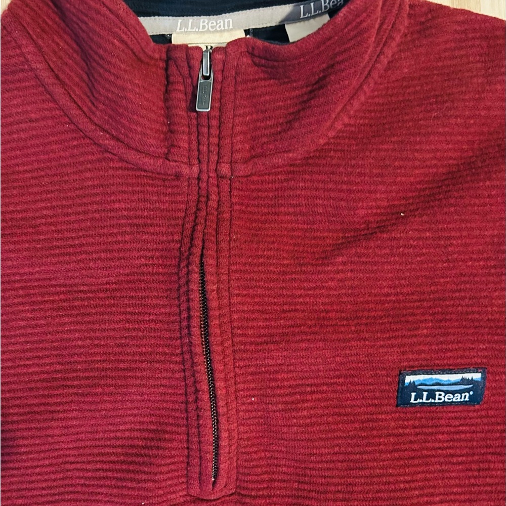 L.L. Bean Men's Deep Red Zip-Up Sweater